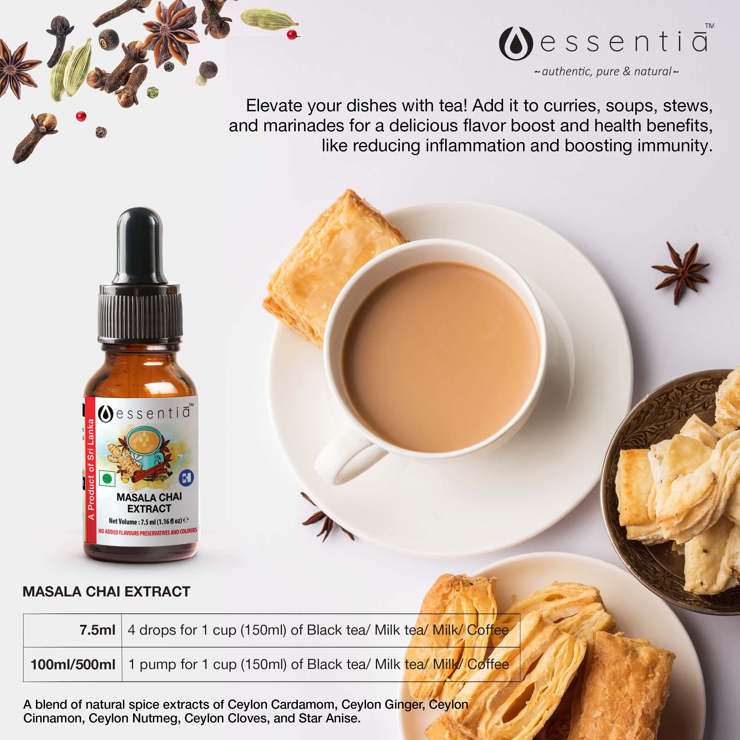 Unlock the Health Benefits and Flavor of Masala Chai with Essentia's Sri Lankan Spice Extract